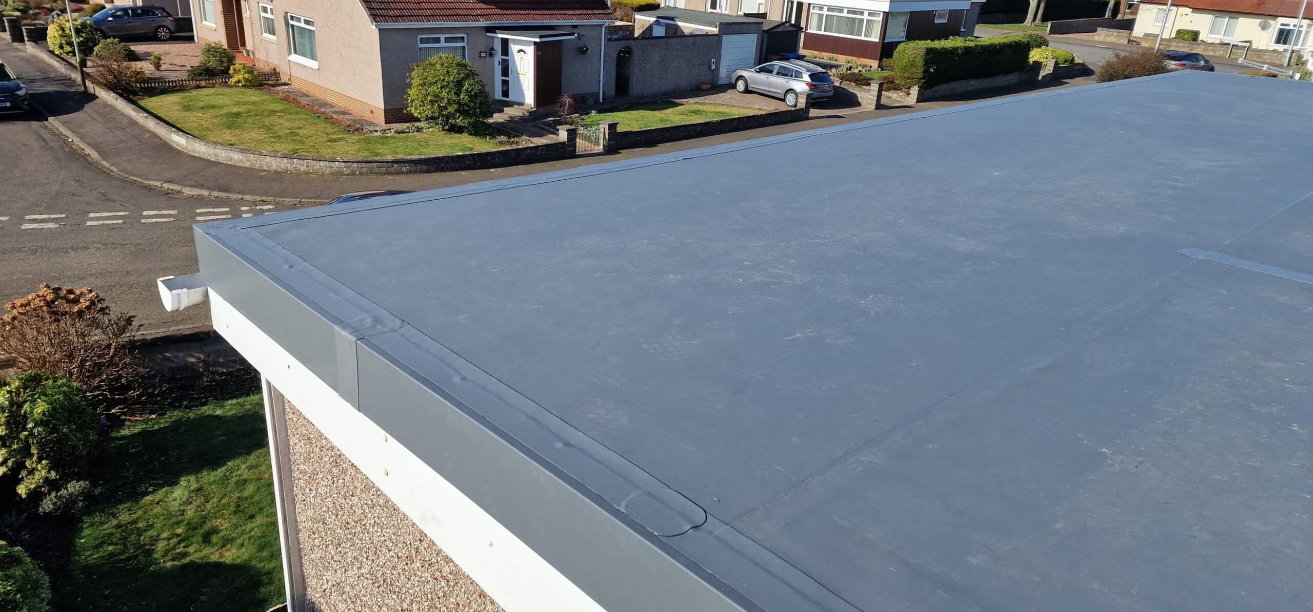 Close up of single ply roofing membrane